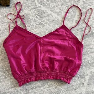 Zara Fuchsia Satin Crop Top